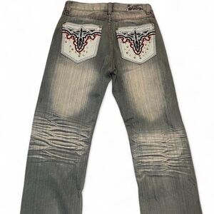Vintage Red Ape Studded Embroidered Baggy Y2K Hip Hop Jeans Size 34